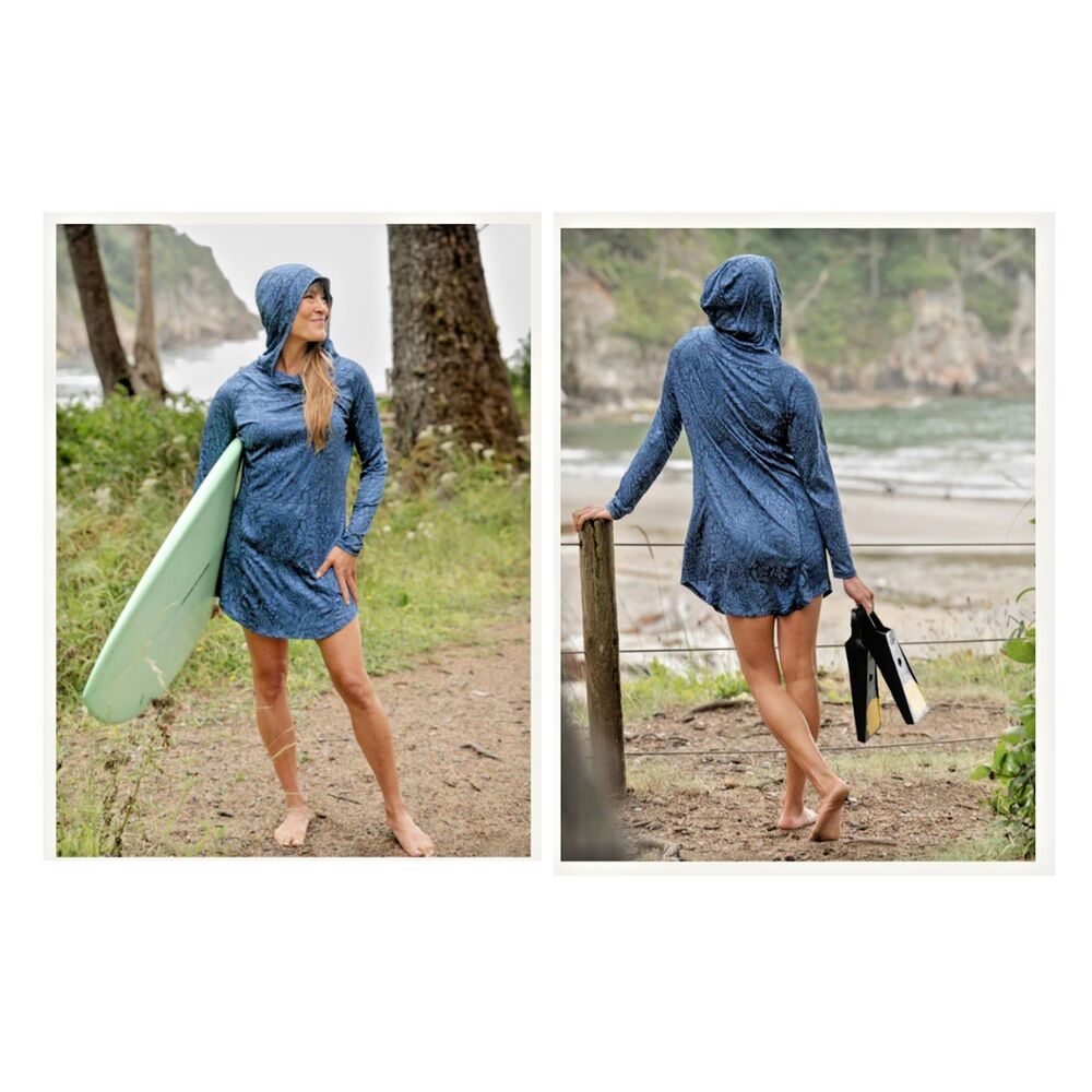 RIPSKIRT HAWAII Run Around Cover Up Inky Navy Blue Hooded Sun Shirt UPF 50 XXL